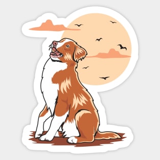 Toller And Birds At Sunset Sticker